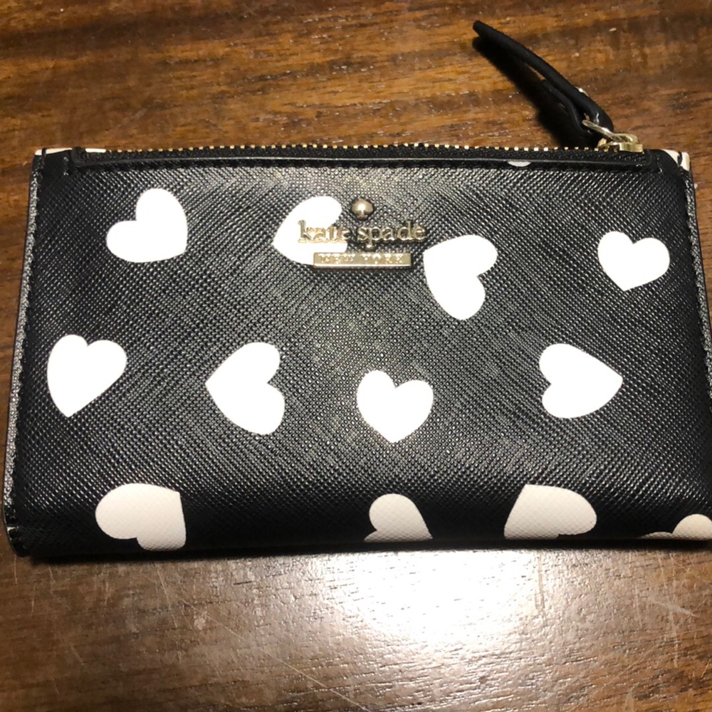 Kate Spade Black and White Heart Pattern Wallet